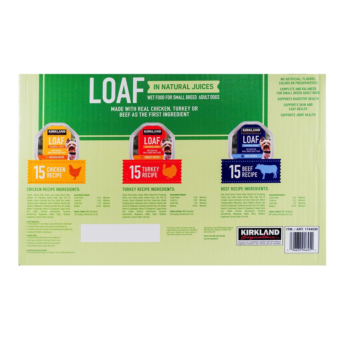 Kirkland Signature Loaf Wet Dog Food, Small Breed Adult Dogs, Variety Pack, 3.5 oz, 45 ct - product image 7