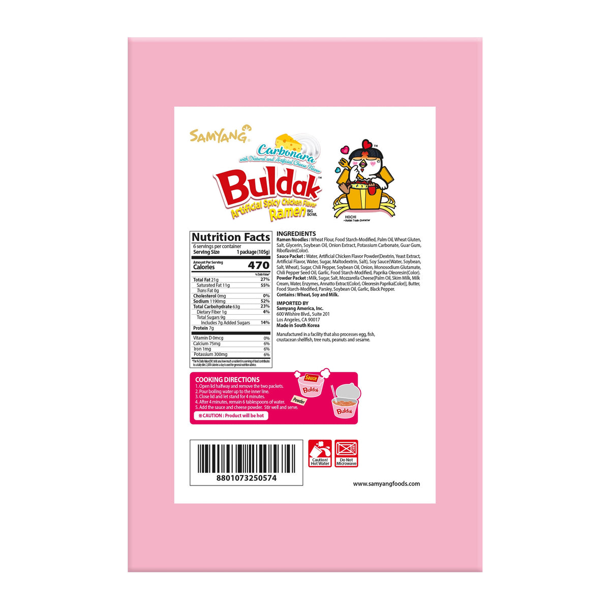 Samyang Buldak Stir-Fried Ramen, Carbonara, Spicy Chicken, 3.7 oz, 6 ct - product image 5