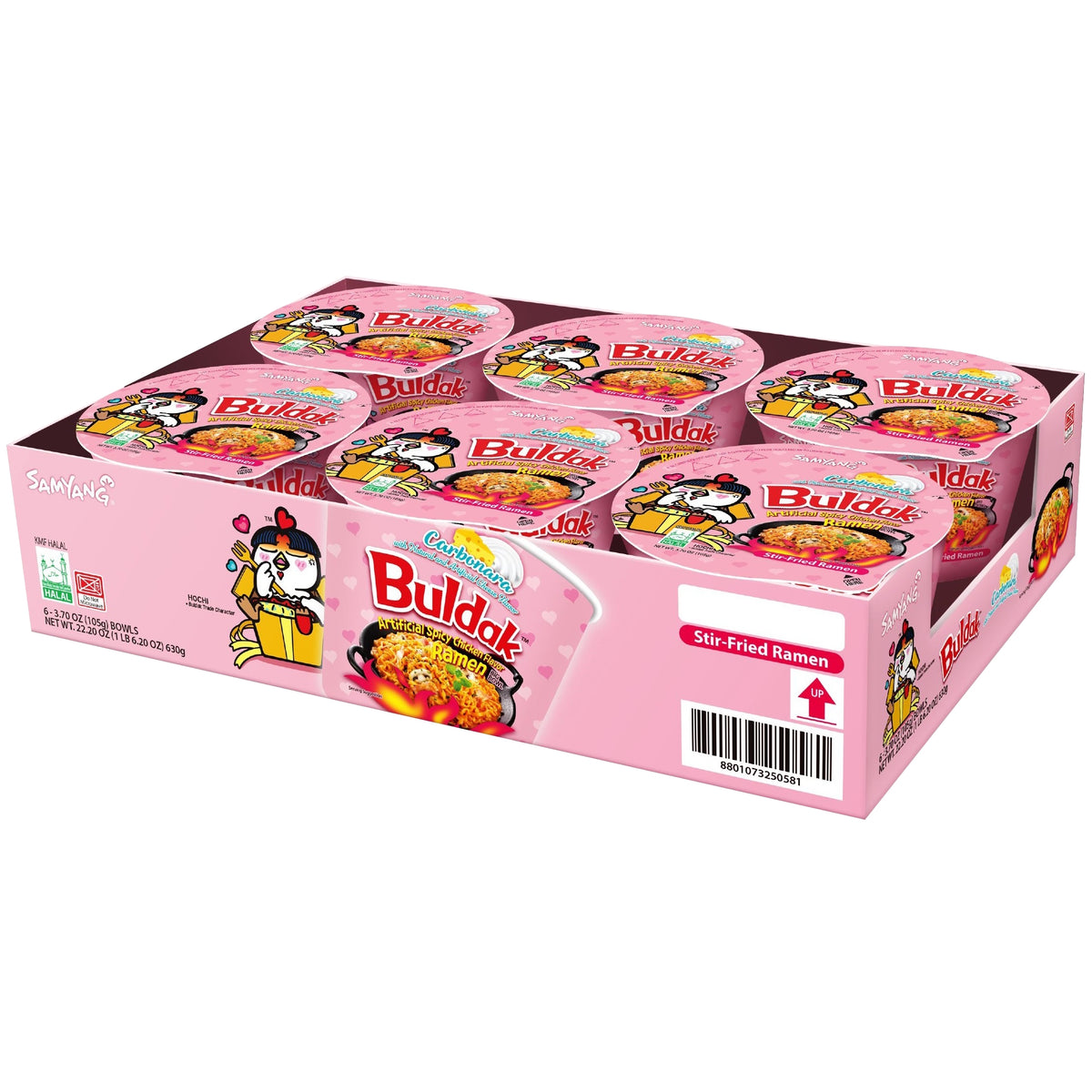 Samyang Buldak Stir-Fried Ramen, Carbonara, Spicy Chicken, 3.7 oz, 6 ct - product image 1