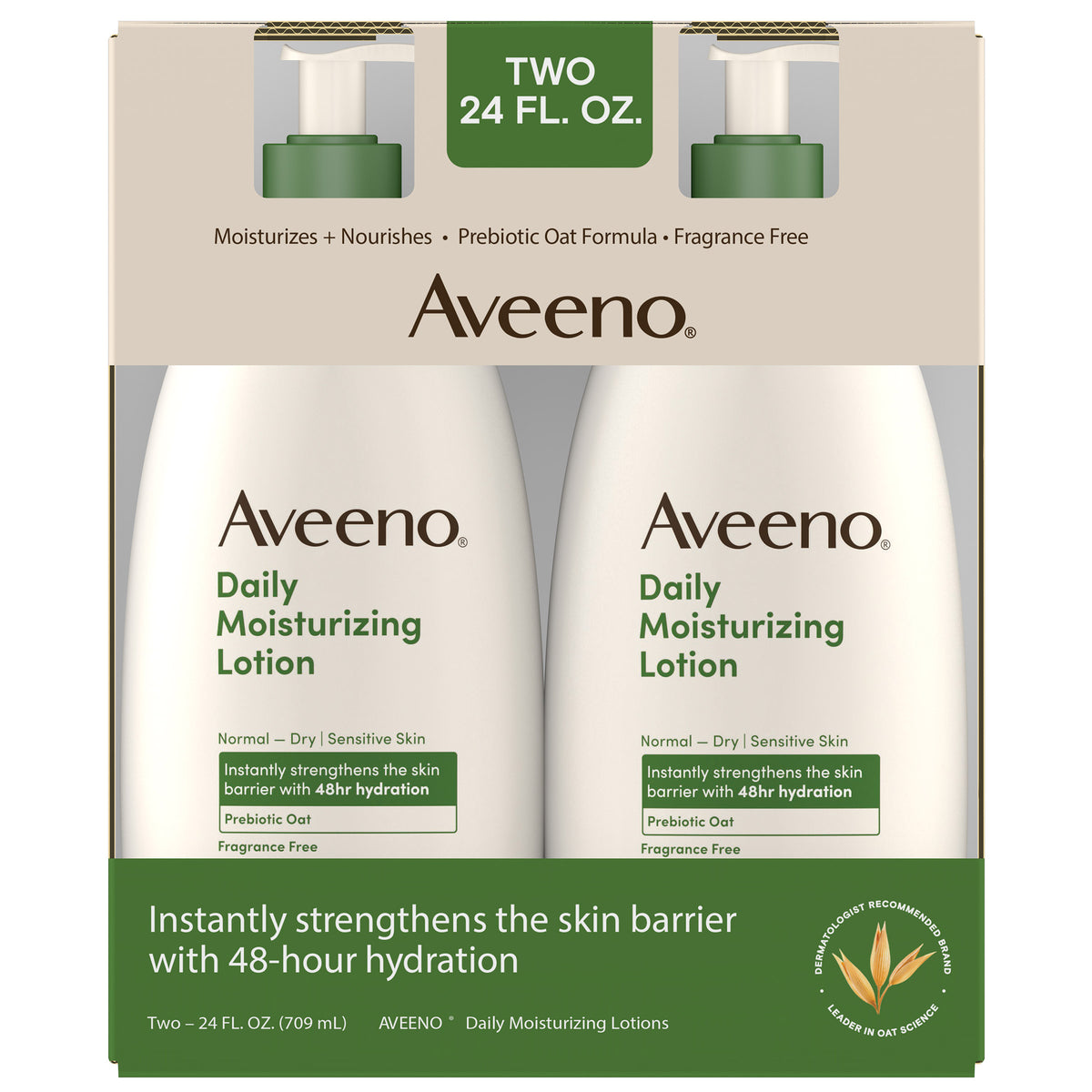 Aveeno Daily Moisturizing Body Lotion, Fragrance Free, 24 fl oz, 2 ct - product image 4