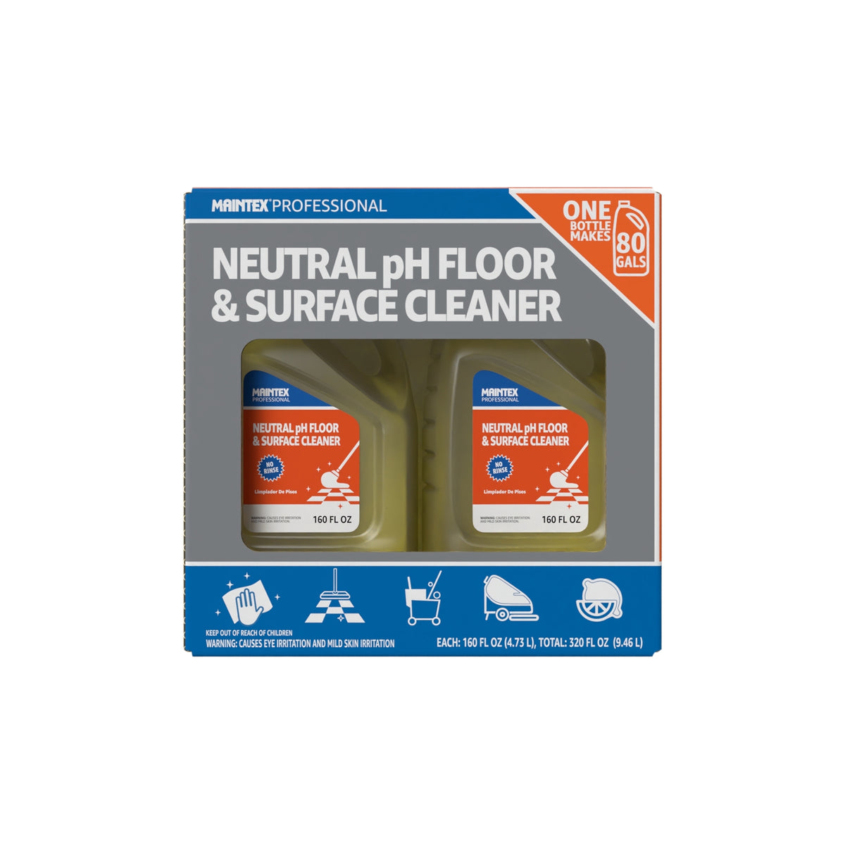 Maintex Professional Floor Cleaner, Rinse Free Neutral pH, Concentrated, 160 fl oz, 2 ct - product image 1