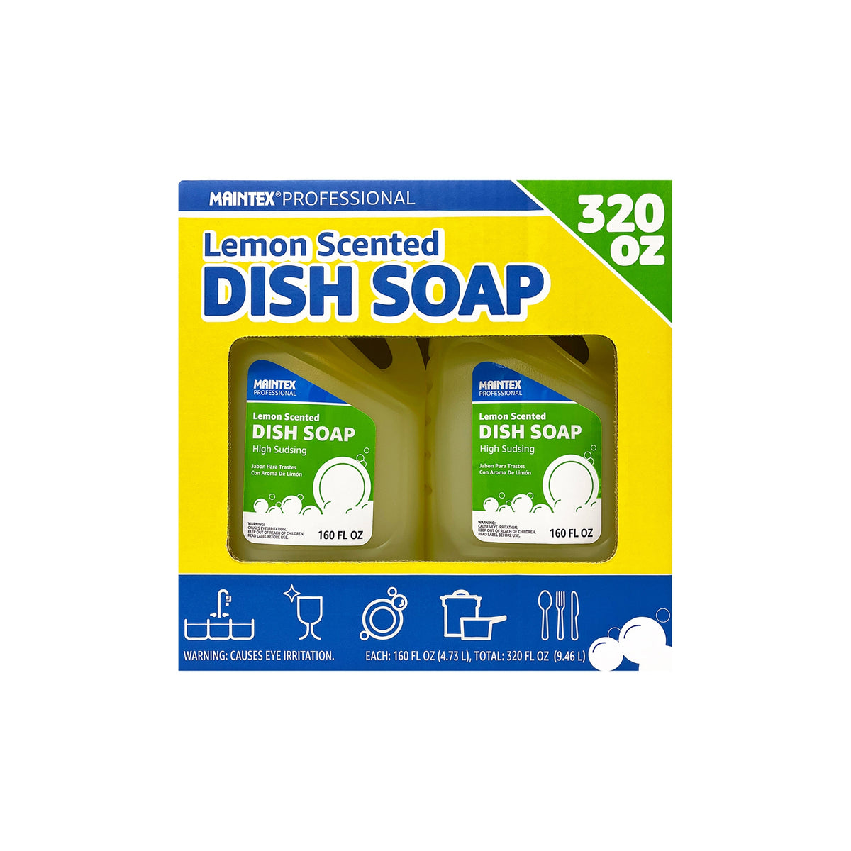 Maintex Professional High Sudsing Liquid Dish Soap, Lemon Scent, 160 fl oz, 2 ct - product image 6