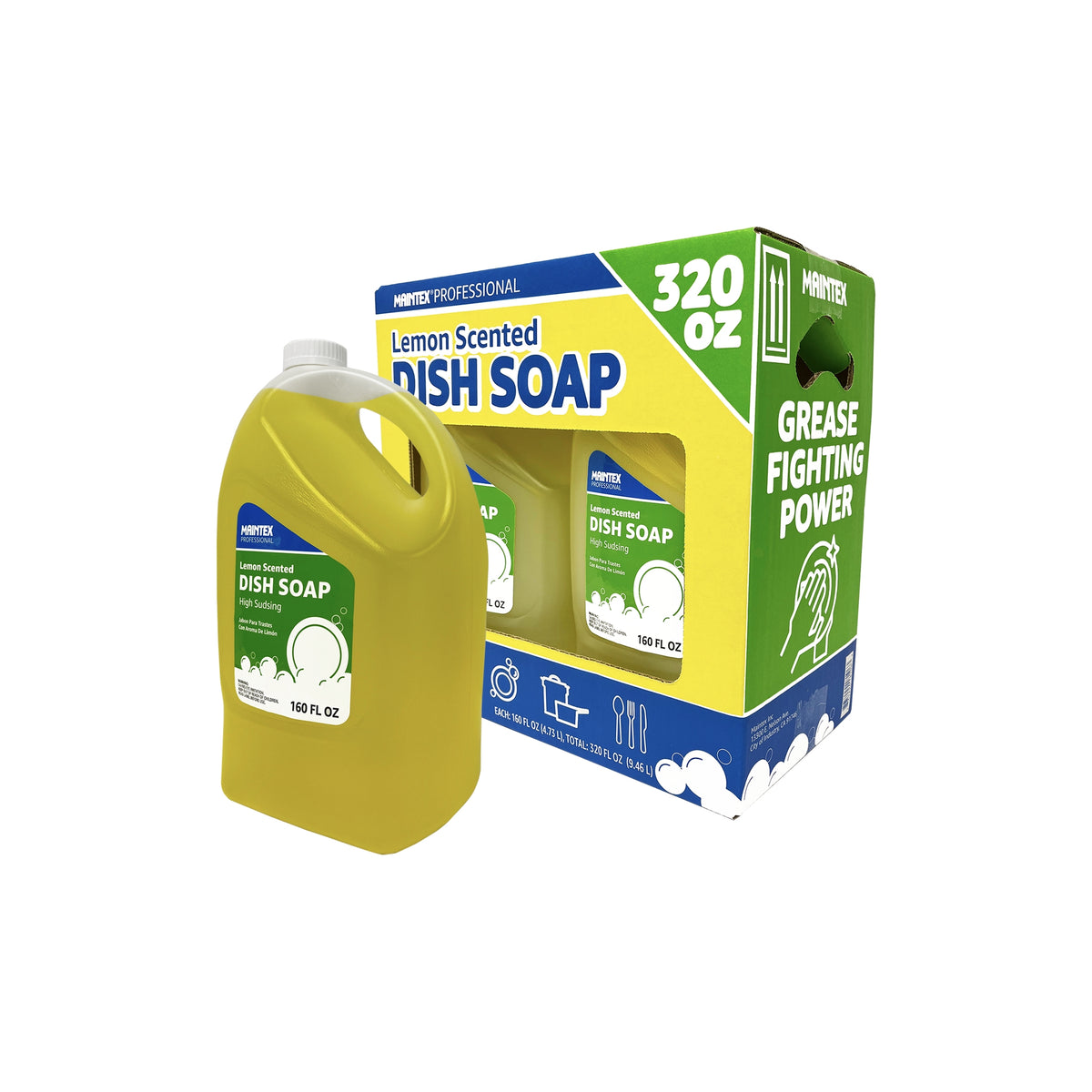 Maintex Professional High Sudsing Liquid Dish Soap, Lemon Scent, 160 fl oz, 2 ct - product image 3