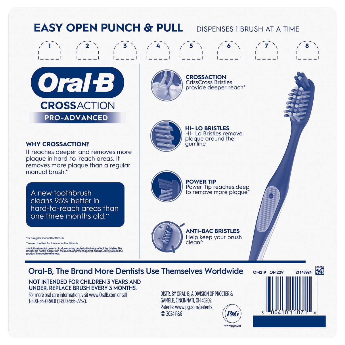 Oral-B CrossAction Toothbrush, Soft or Medium Bristle, 8 ct - product image 2