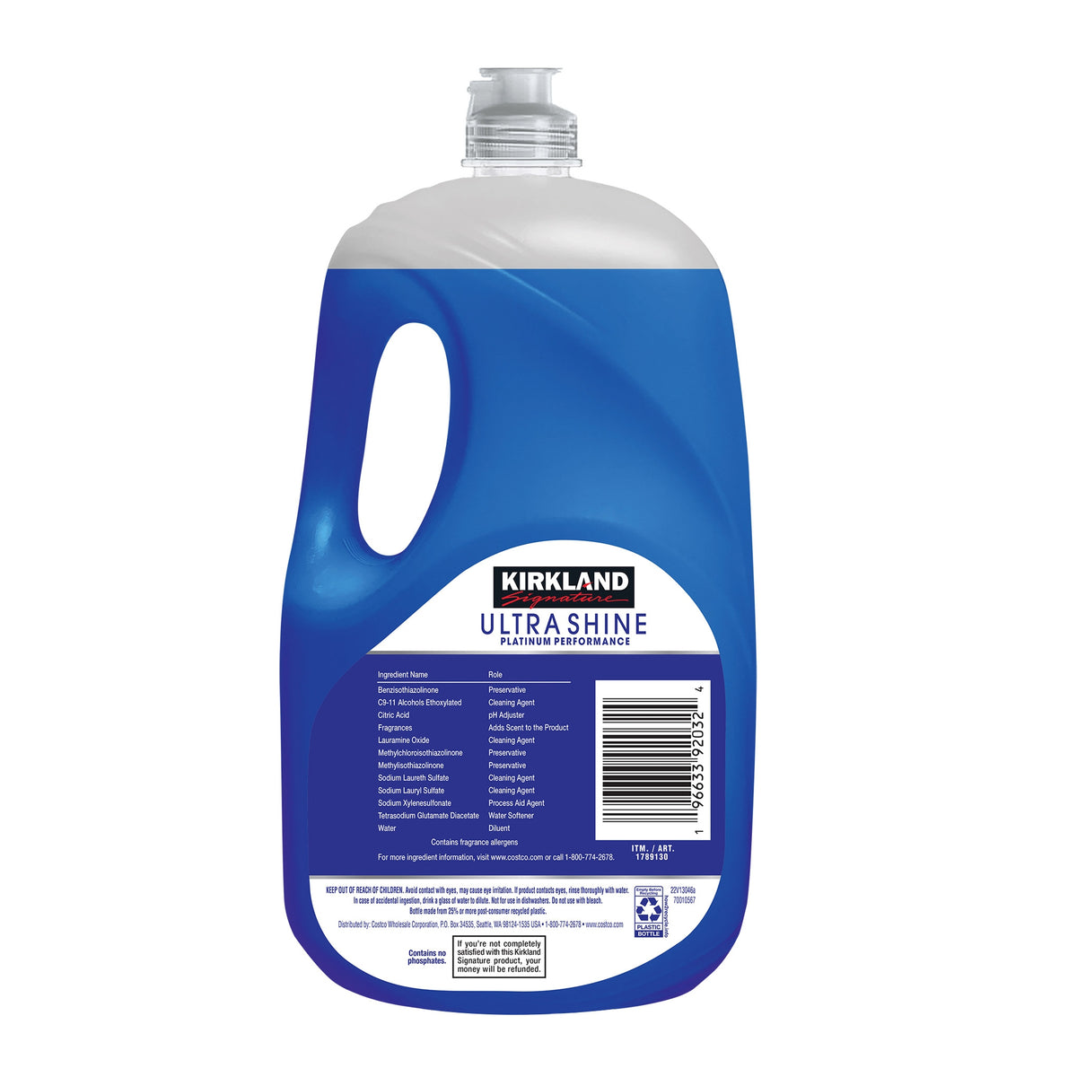 Kirkland Signature Ultra Shine Dishwashing Liquid, Fresh Scent, 90 fl oz - product image 6