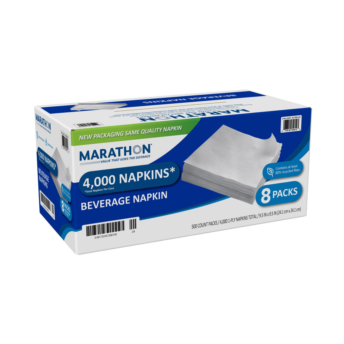Marathon Beverage Napkins, 1-Ply, White, 4000 ct - product image 8