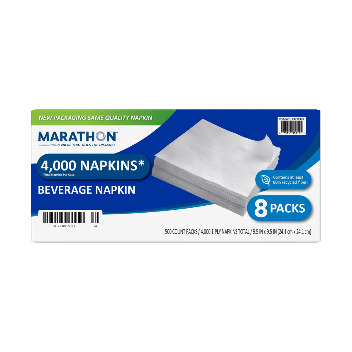 Marathon Beverage Napkins, 1-Ply, White, 4000 ct - product image 7