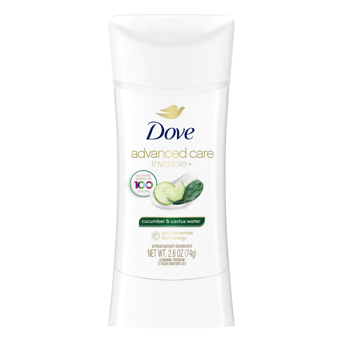 Dove Advanced Care Invisible+ Antiperspirant Deodorant Stick, Cucumber & Cactus Water, 2.6 oz, 4 ct - product image 2