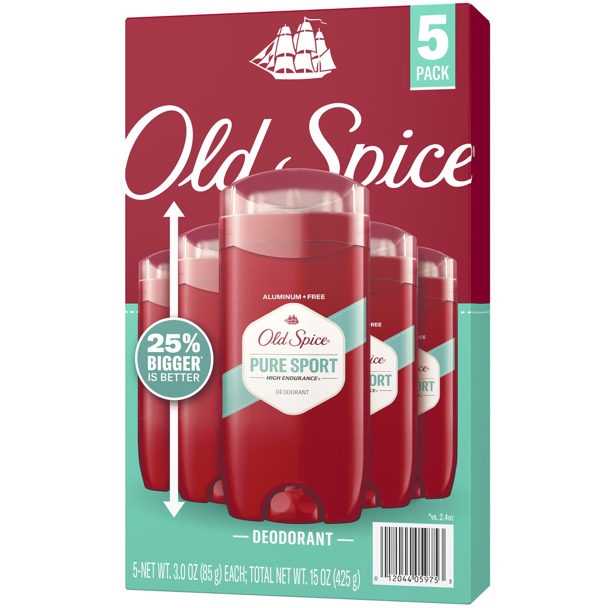 Old Spice High Endurance Deodorant, Pure Sport, 3 oz, 5 ct - image 3
