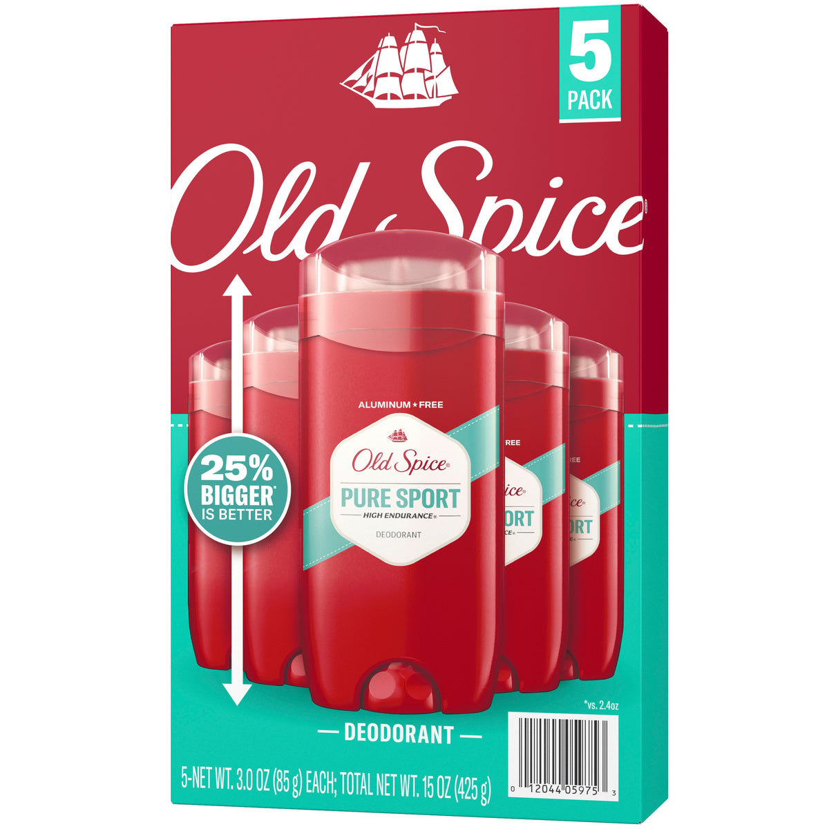 Old Spice High Endurance Deodorant, Pure Sport, 3 oz, 5 ct - product image 3