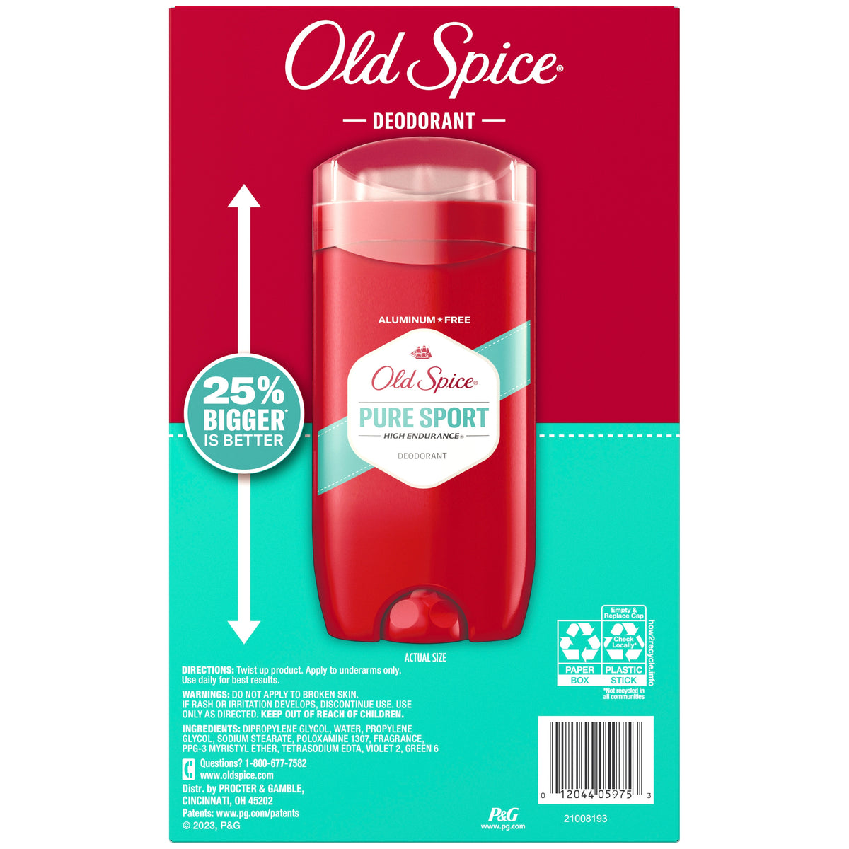 Old Spice High Endurance Deodorant, Pure Sport, 3 oz, 5 ct - product image 2
