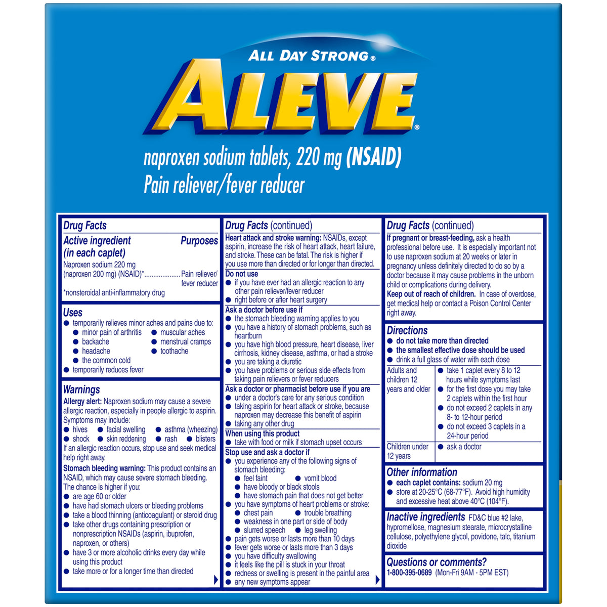 Aleve Naproxen Sodium Caplets, 220 mg, 60 ct - product image 1