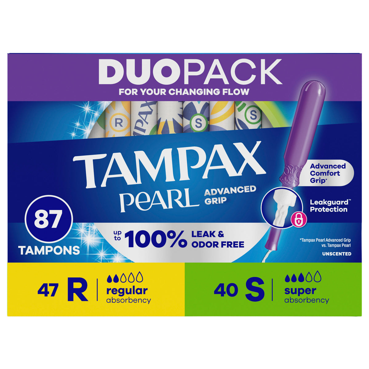 Tampax Pearl Tampons, Regular and Super Duo-Pack, 87 ct - product image 4