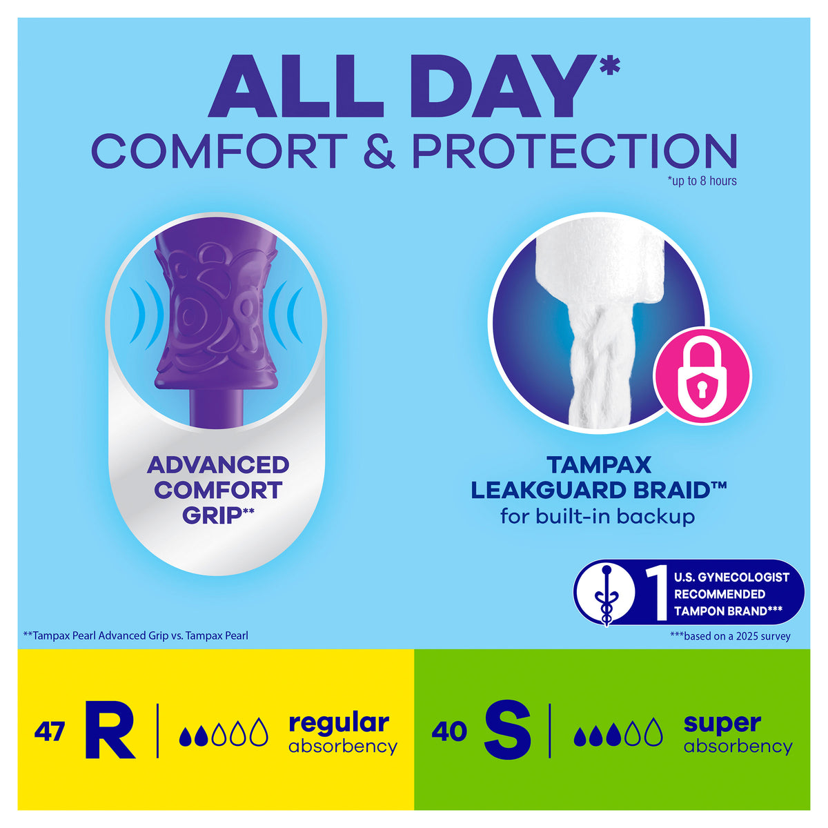 Tampax Pearl Tampons, Regular and Super Duo-Pack, 87 ct - product image 5