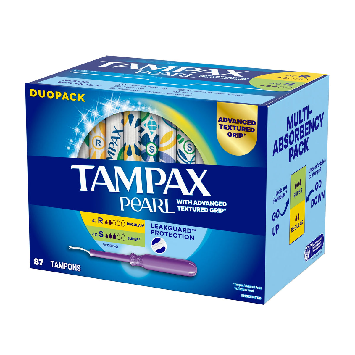 Tampax Pearl Tampons, Regular and Super Duo-Pack, 87 ct - product image 3