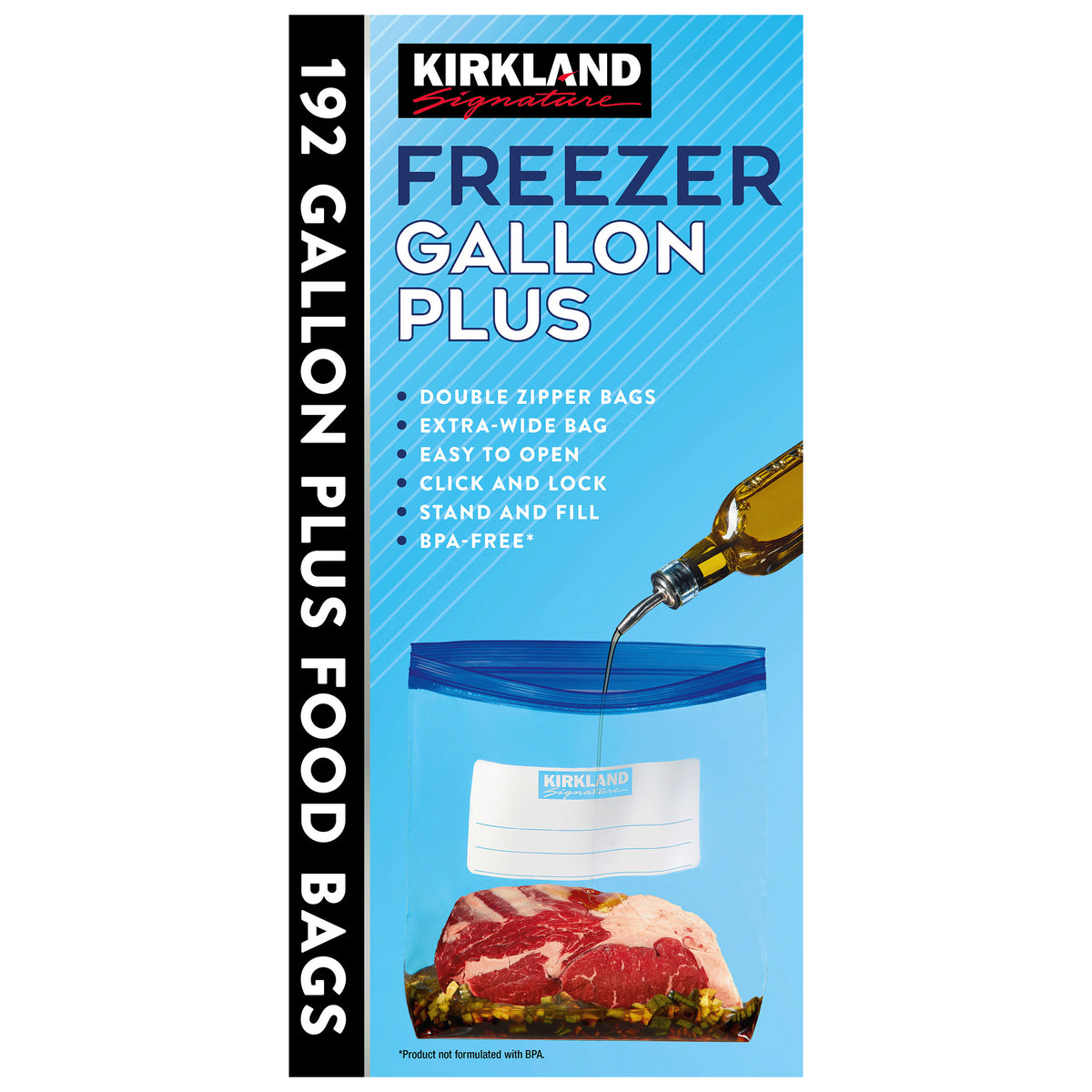 Kirkland Signature Freezer Gallon Plus Bags, Double Zipper, 192 ct - product image 3