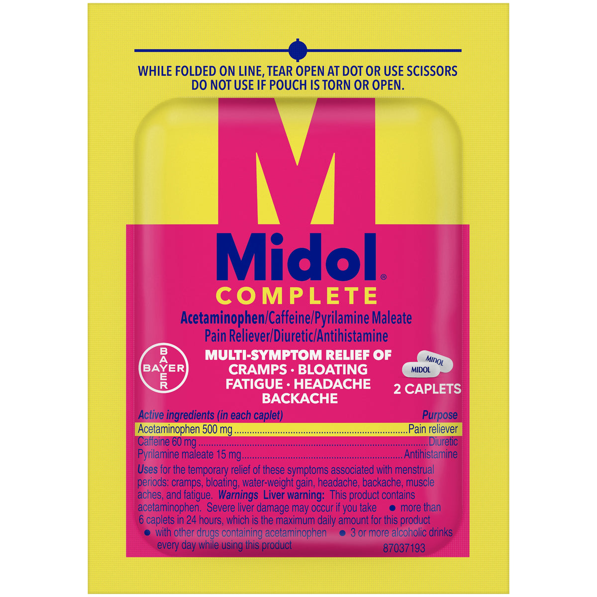 Midol Complete Acetaminophen Caplets, 2 caplets, 25 ct - product image 2