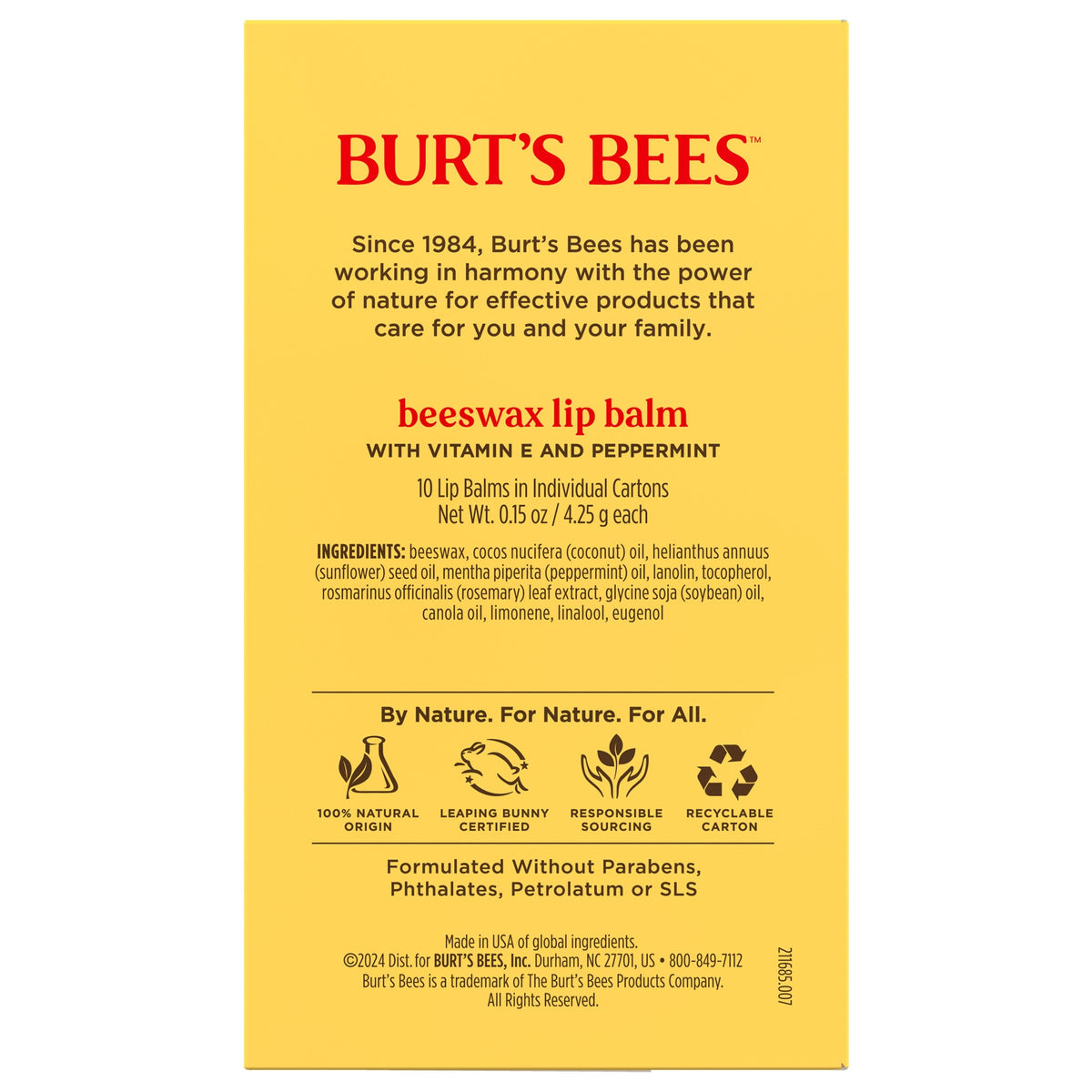 Burt's Bees Beeswax Lip Balm, 0.15 oz, 10 ct - product image 4