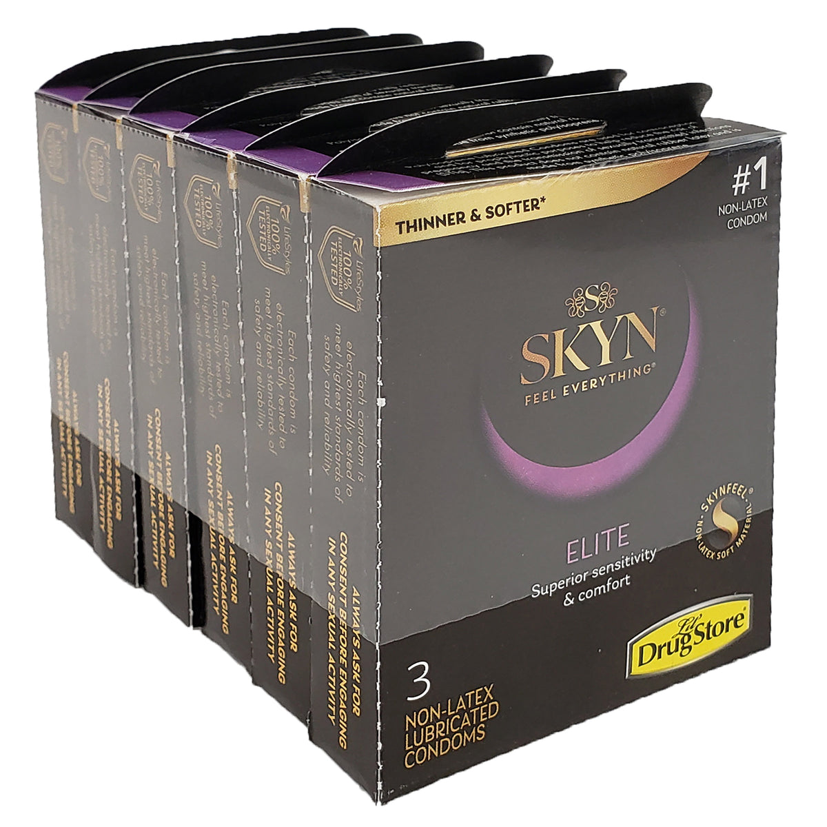 SKYN Elite Condoms,  Non-Latex, Lubricated, 3 per Pack, 6 Trial Packs - product image 5