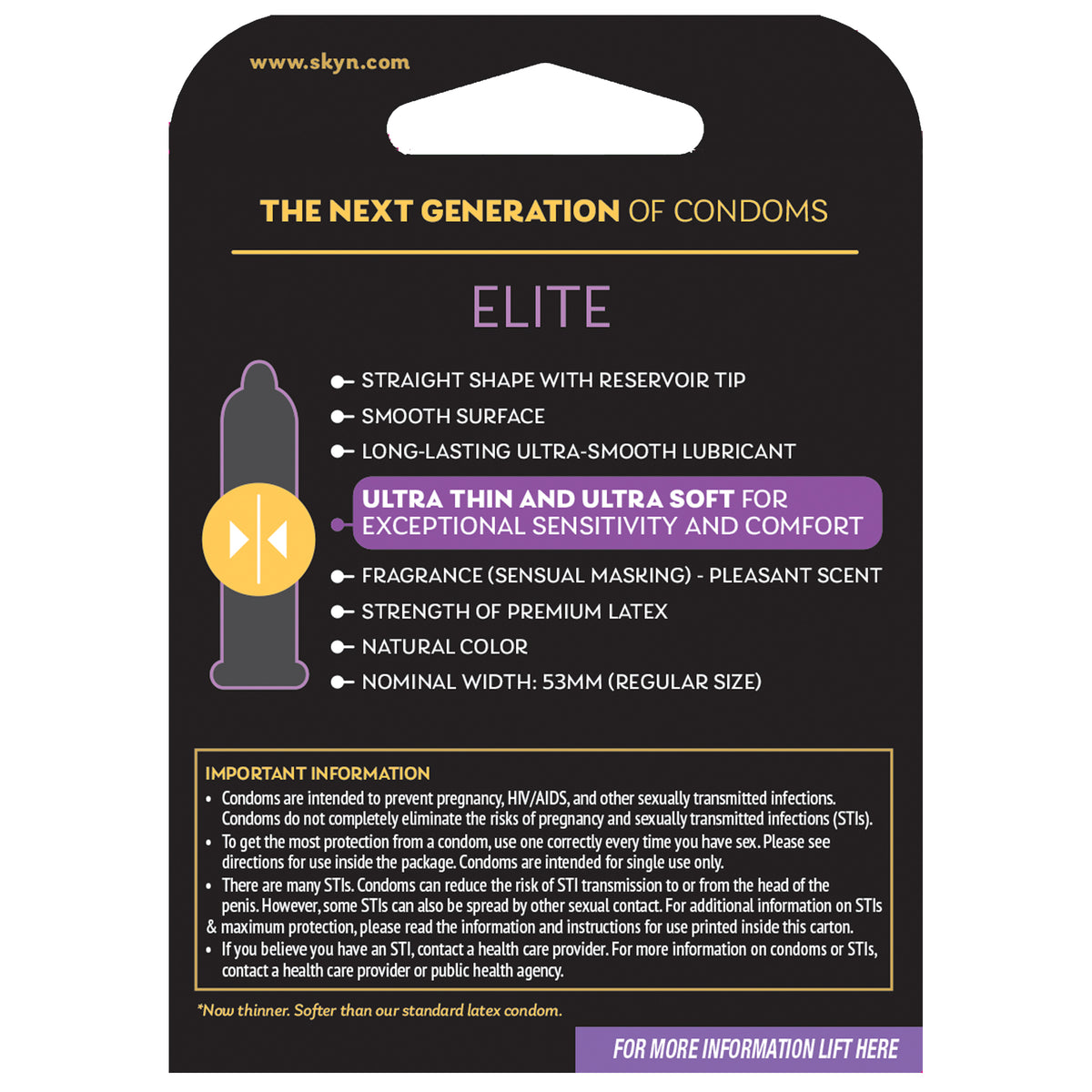 SKYN Elite Condoms,  Non-Latex, Lubricated, 3 per Pack, 6 Trial Packs - product image 3