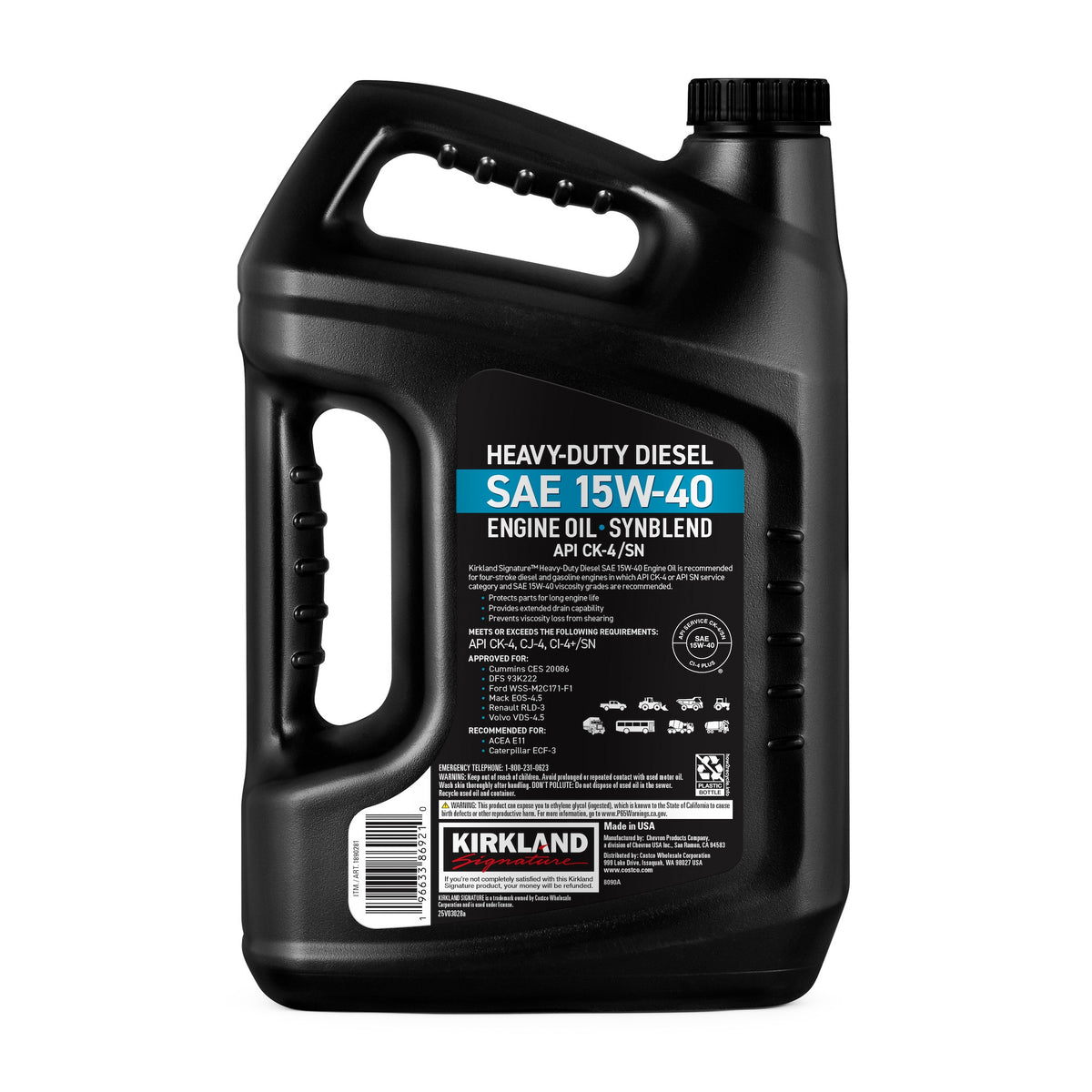Kirkland Signature Synthetic Blend SAE 15W-40 Heavy-Duty Diesel Engine Oil, 1 Gallon, 3 ct - product image 6