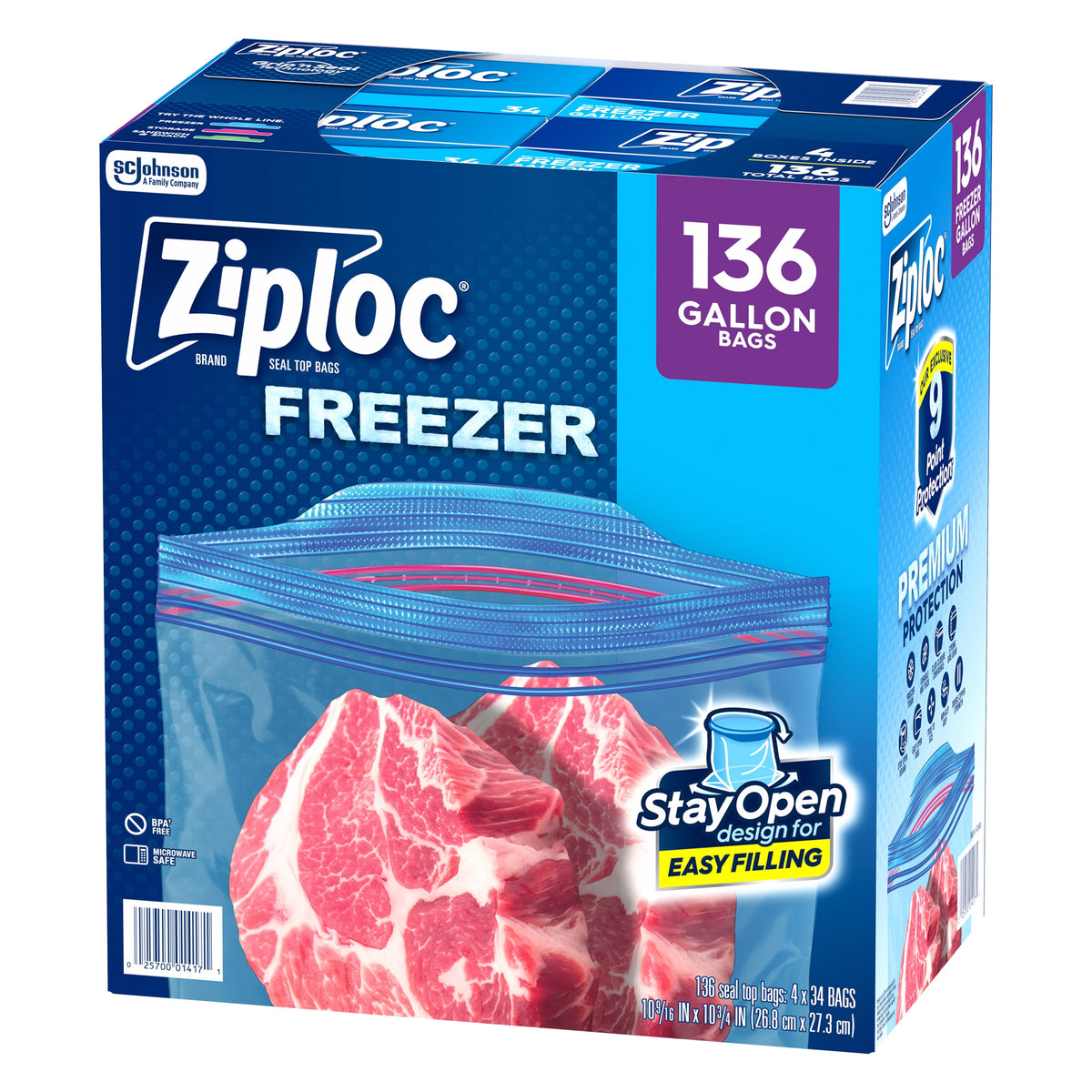Ziploc Grip 'n Seal Freezer Bags, Gallon, 136 ct - product image 1
