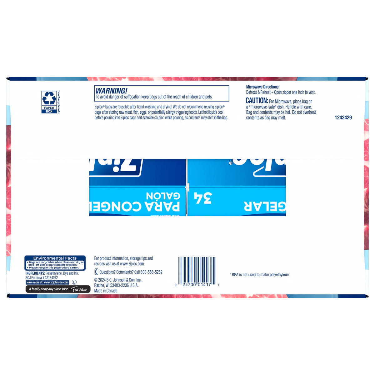 Ziploc Grip 'n Seal Freezer Bags, Gallon, 136 ct - product image 2