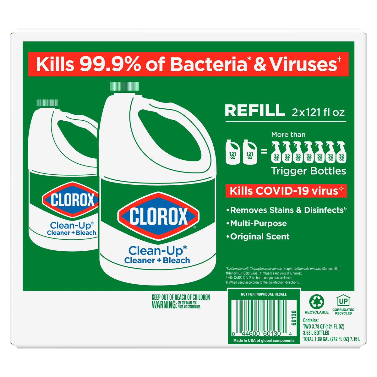 Clorox Clean-Up Cleaner and Bleach, Original Scent, 121 fl oz, 2 ct - product image 1