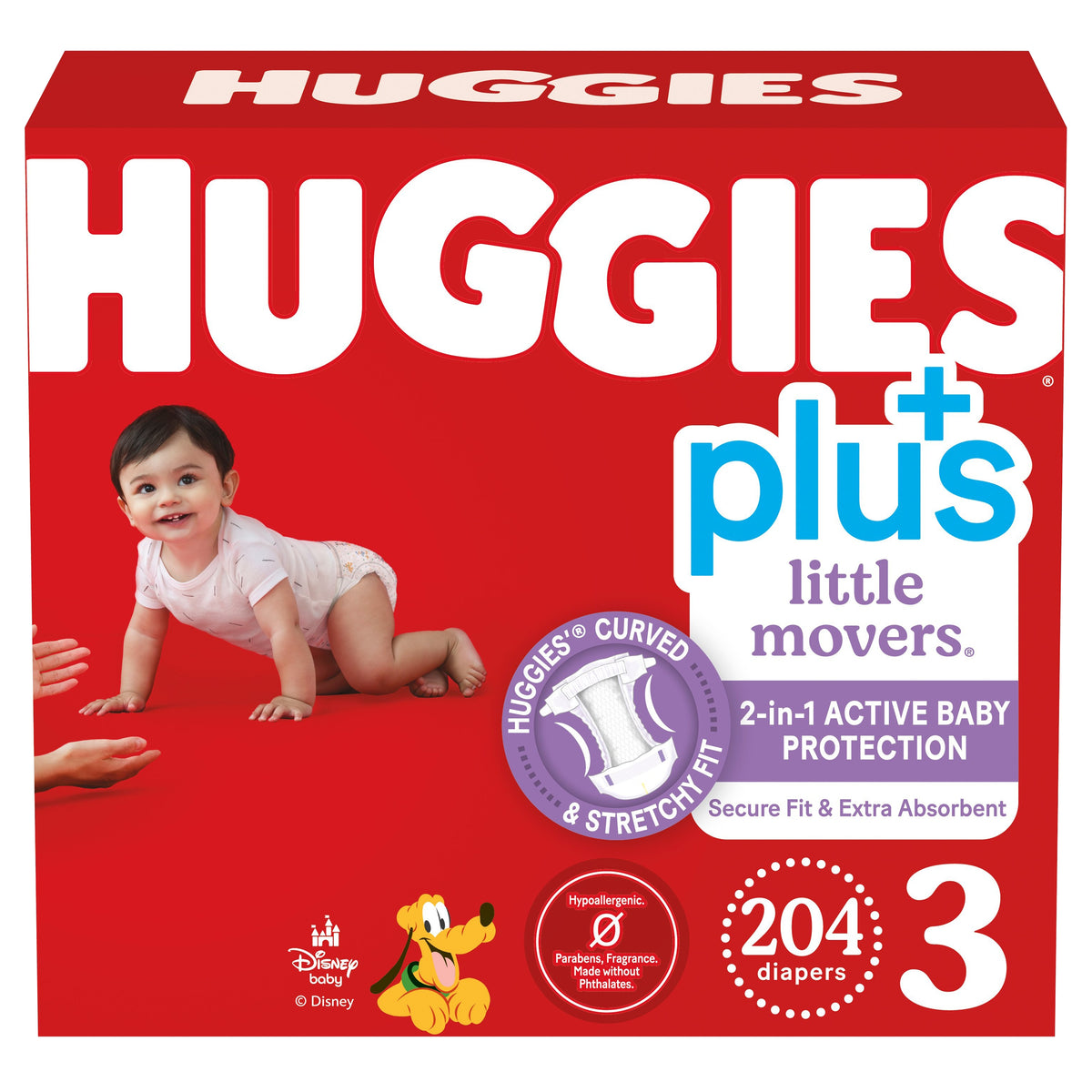 Huggies Plus Little Movers Diapers, Disney Baby, Size 3, 204 ct - product image 1