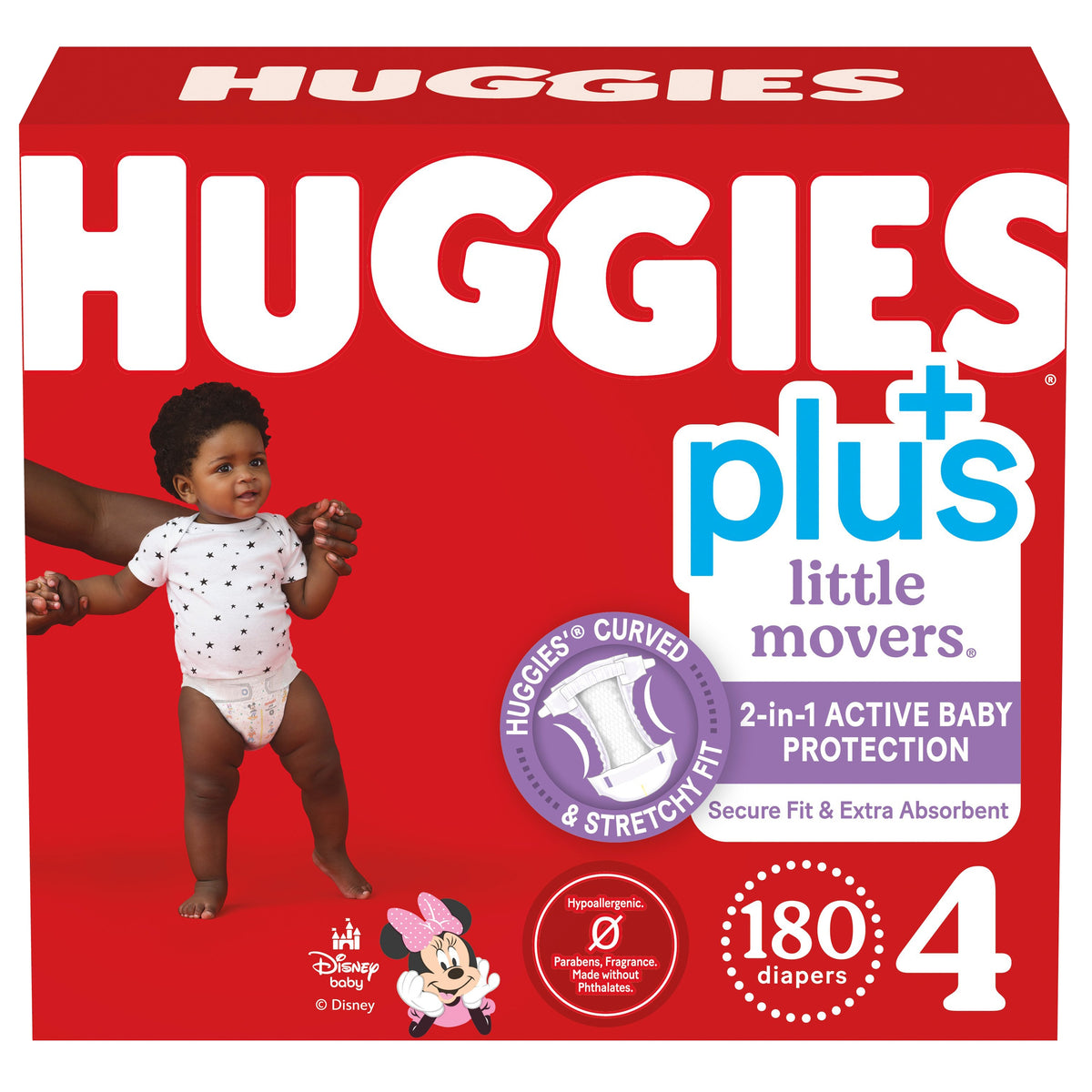 Huggies Plus Little Movers Diapers, Disney Baby, Size 4, 180 ct - product image 1