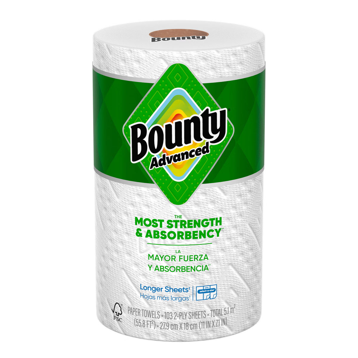 Bounty Advanced Paper Towels, 2-Ply, White, 103 Sheets, 12 ct - image 2