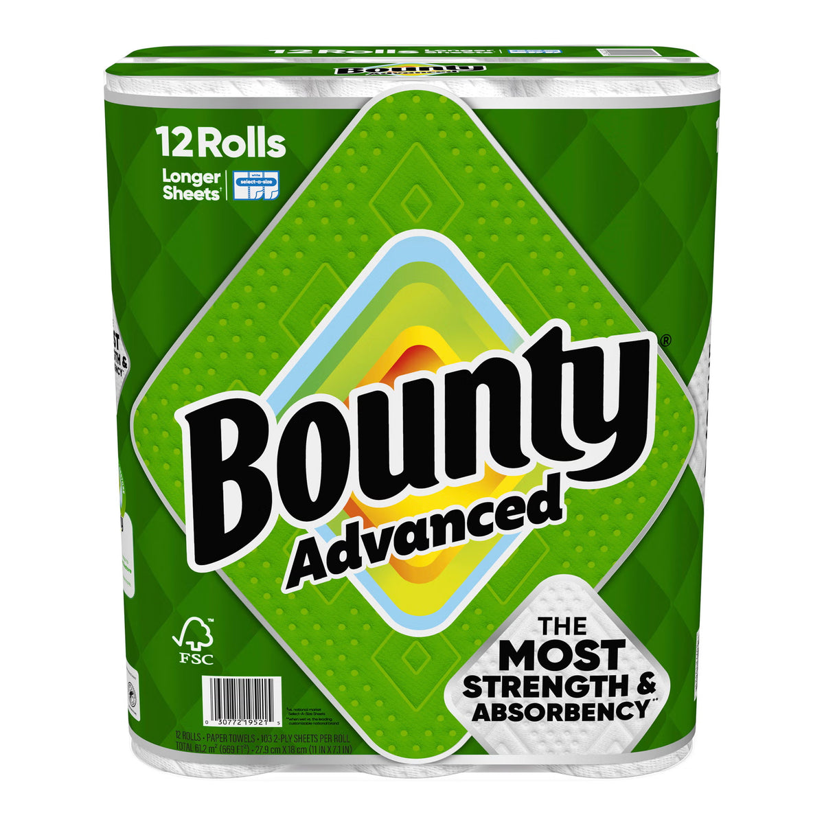 Bounty Advanced Paper Towels, 2-Ply, White, 103 Sheets, 12 ct - image 3