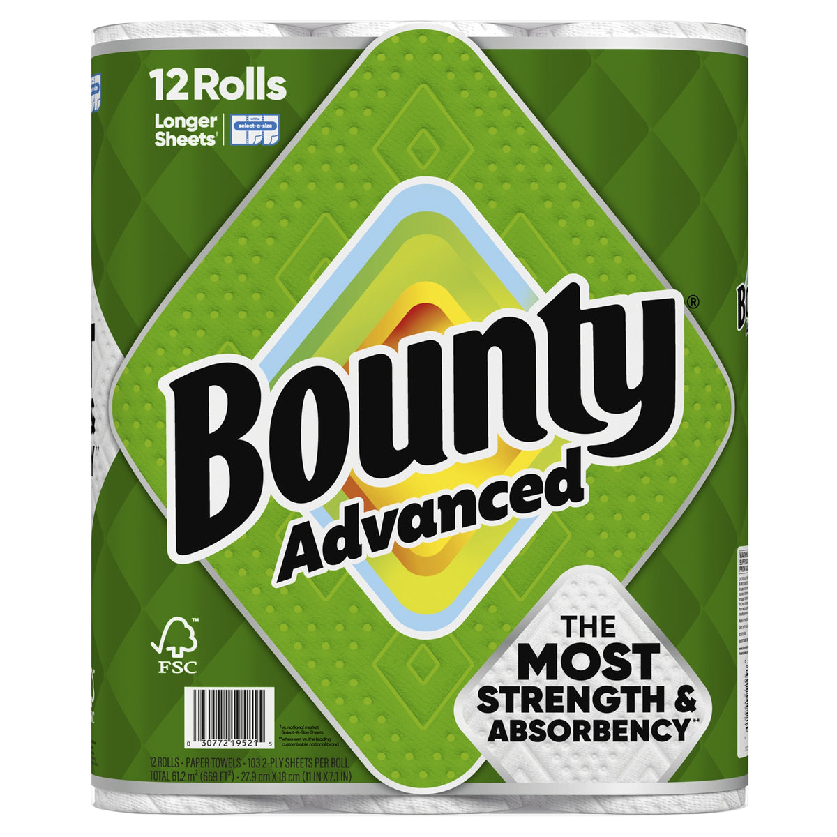 Bounty Advanced Paper Towels, 2-Ply, White, 103 Sheets, 12 ct - product image 1