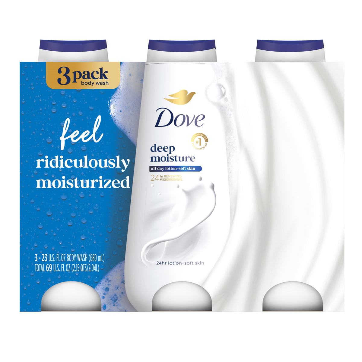 Dove Deep Moisture Body Wash, 23 fl oz, 3 ct - product image 3
