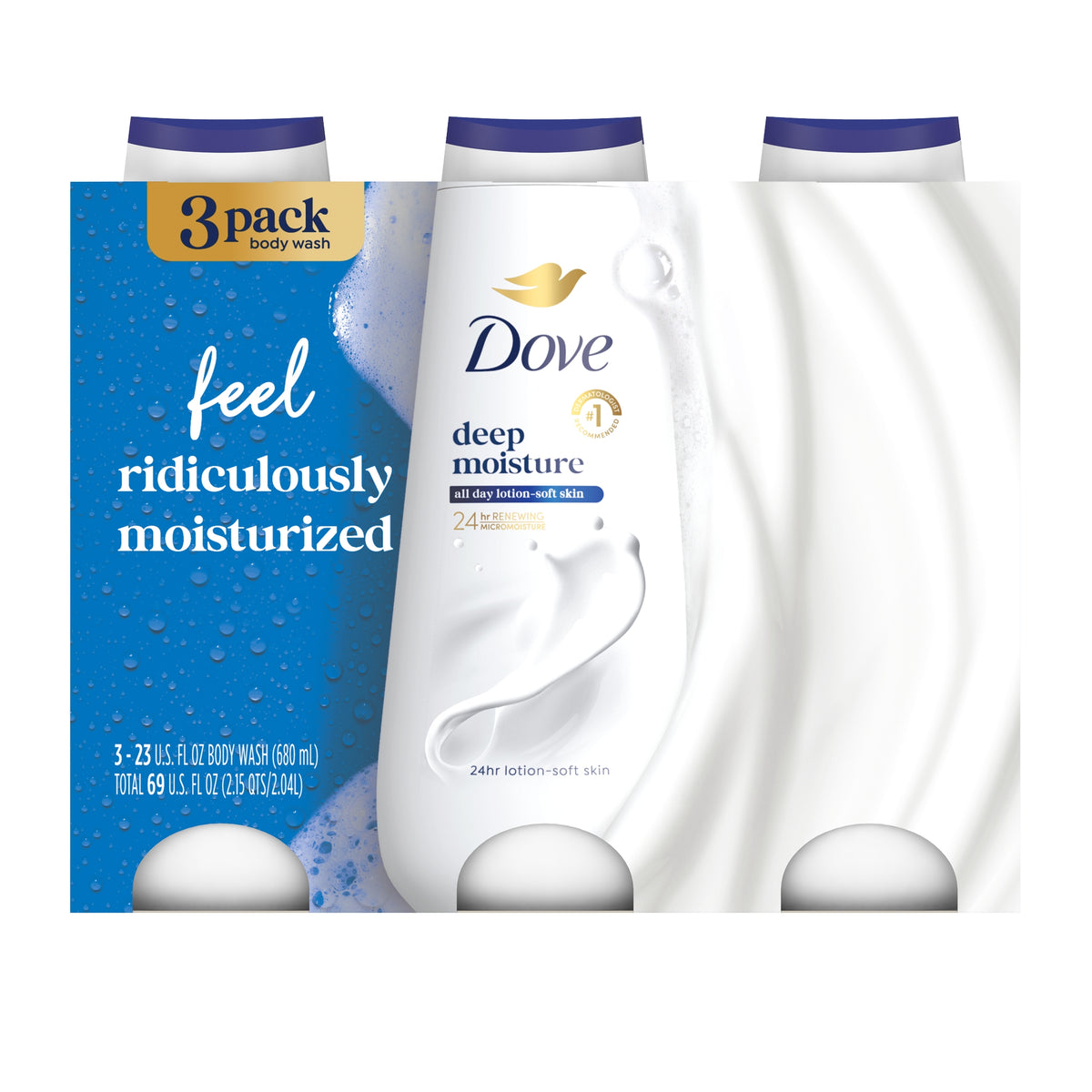 Dove Deep Moisture Body Wash, 23 fl oz, 3 ct - product image 1