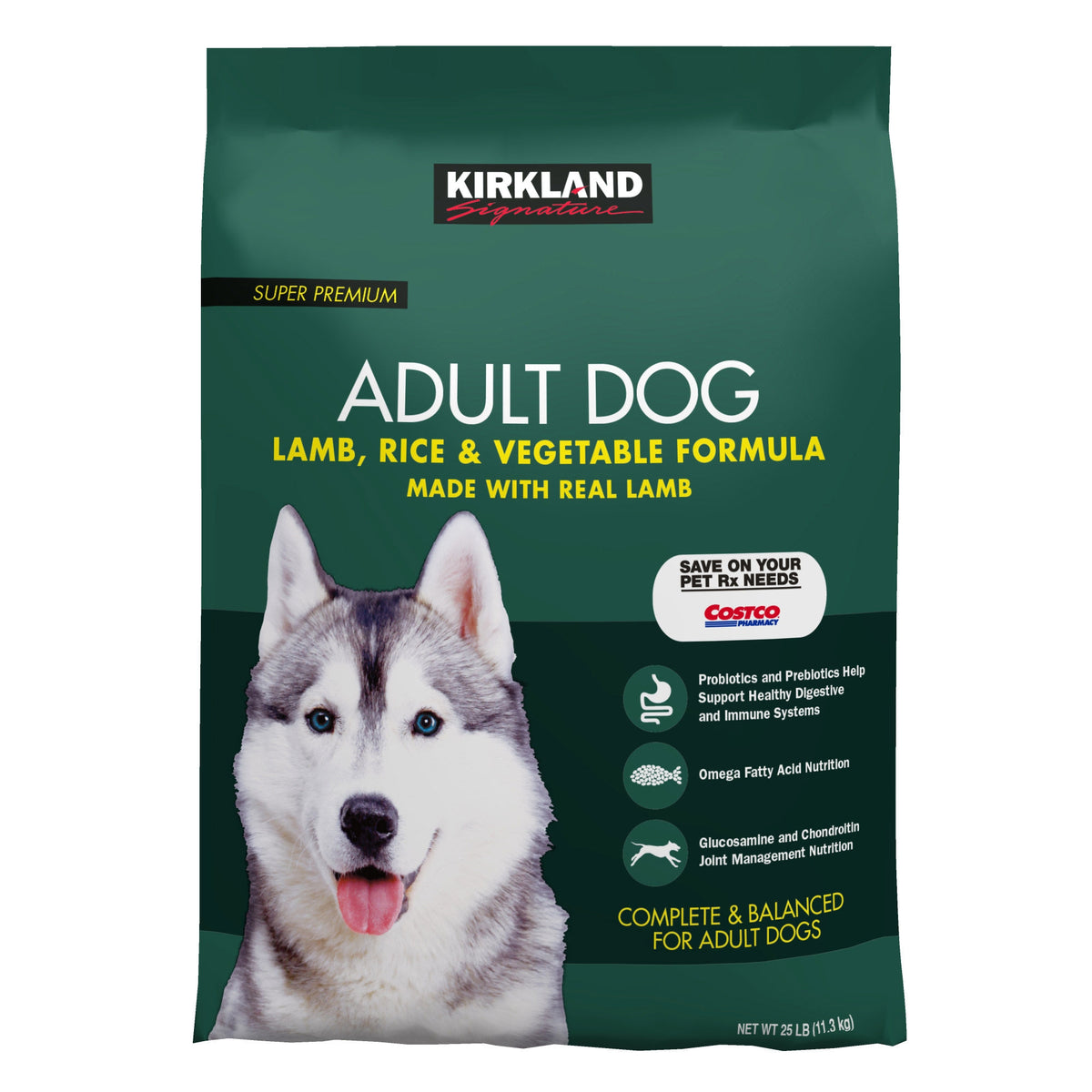 Kirkland Signature Super Premium Adult Dog Food, Lamb Rice & Vegetable, 25 lbs - product image 3