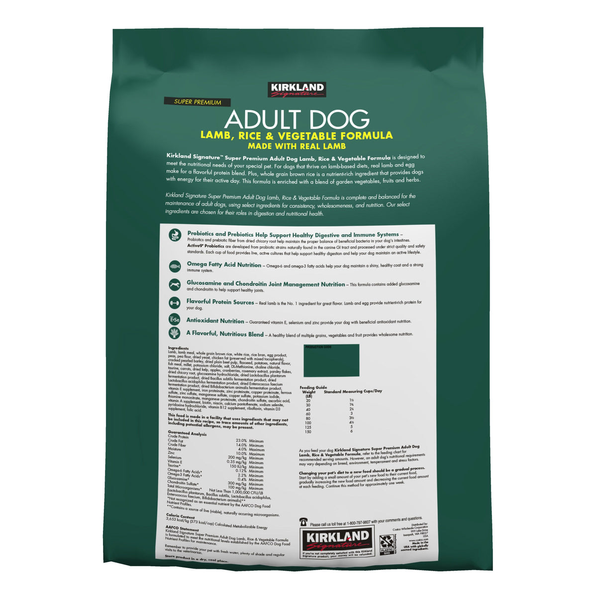 Kirkland Signature Super Premium Adult Dog Food, Lamb Rice & Vegetable, 25 lbs - product image 4