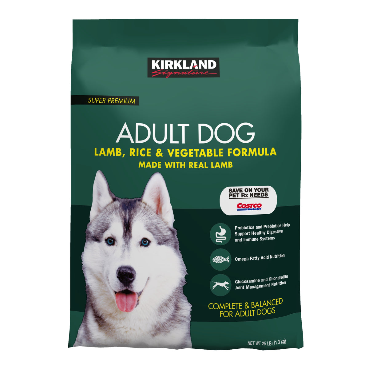 Kirkland Signature Super Premium Adult Dog Food, Lamb Rice & Vegetable, 25 lbs - product image 1