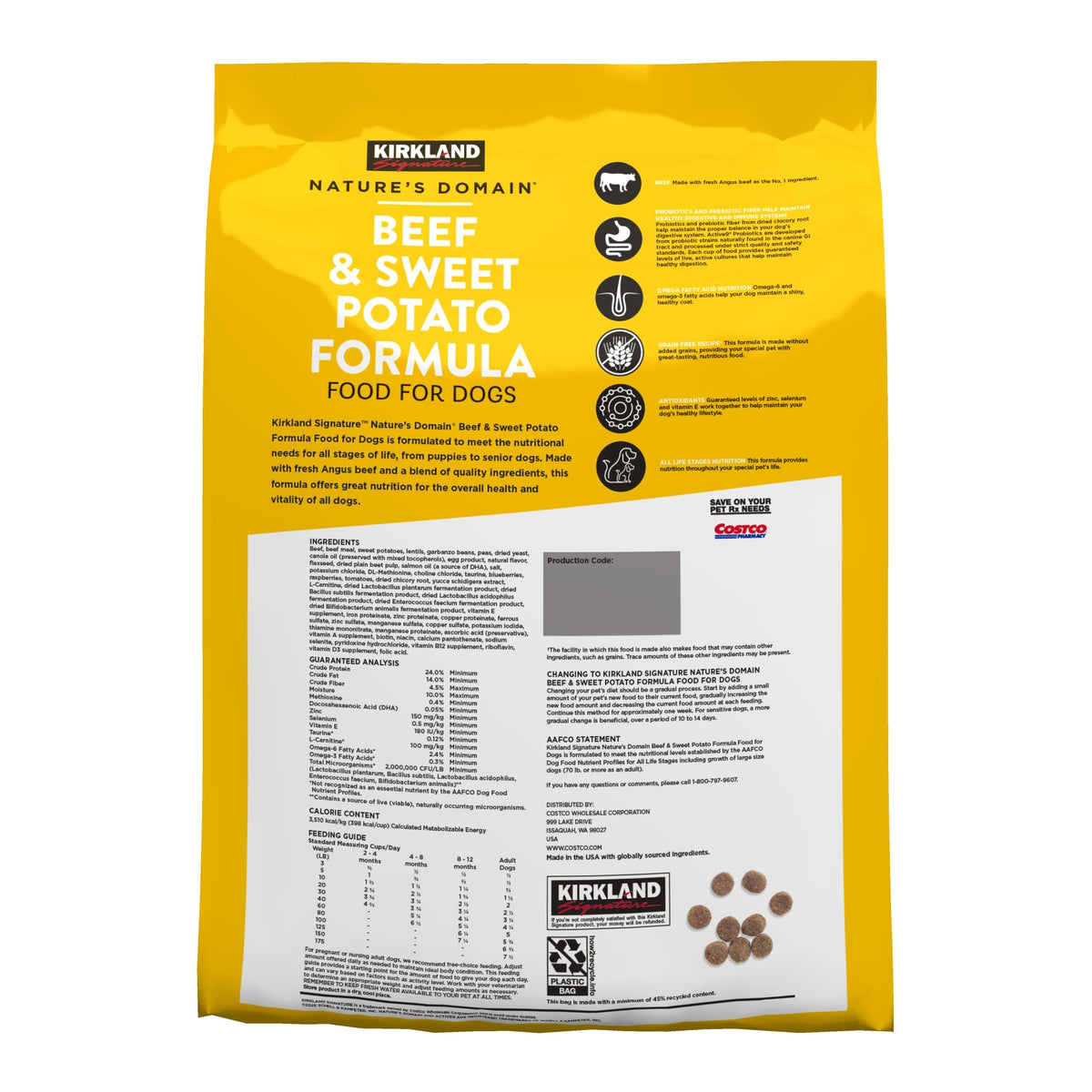 Kirkland Signature Nature's Domain Dog Food, Beef & Sweet Potato, 25 lbs - product image 2