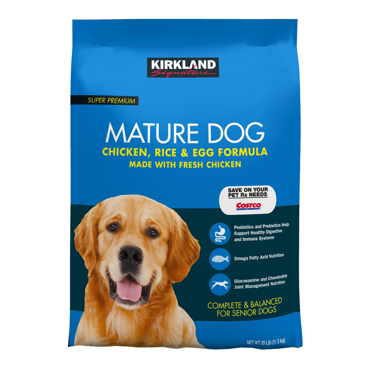 Kirkland Signature Super Premium Mature Dog Food, Chicken, Rice & Egg, 25 lbs - product image 1