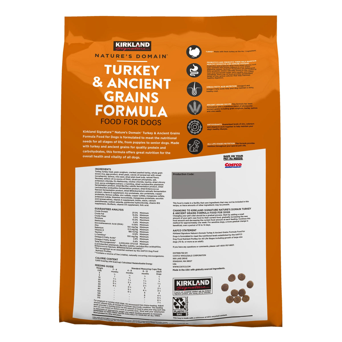 Kirkland Signature Nature's Domain Dog Food, Turkey & Ancient Grains, 25 lbs - product image 5