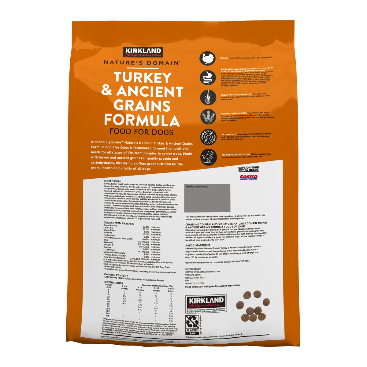 Kirkland Signature Nature's Domain Dog Food, Turkey & Ancient Grains, 25 lbs - product image 2