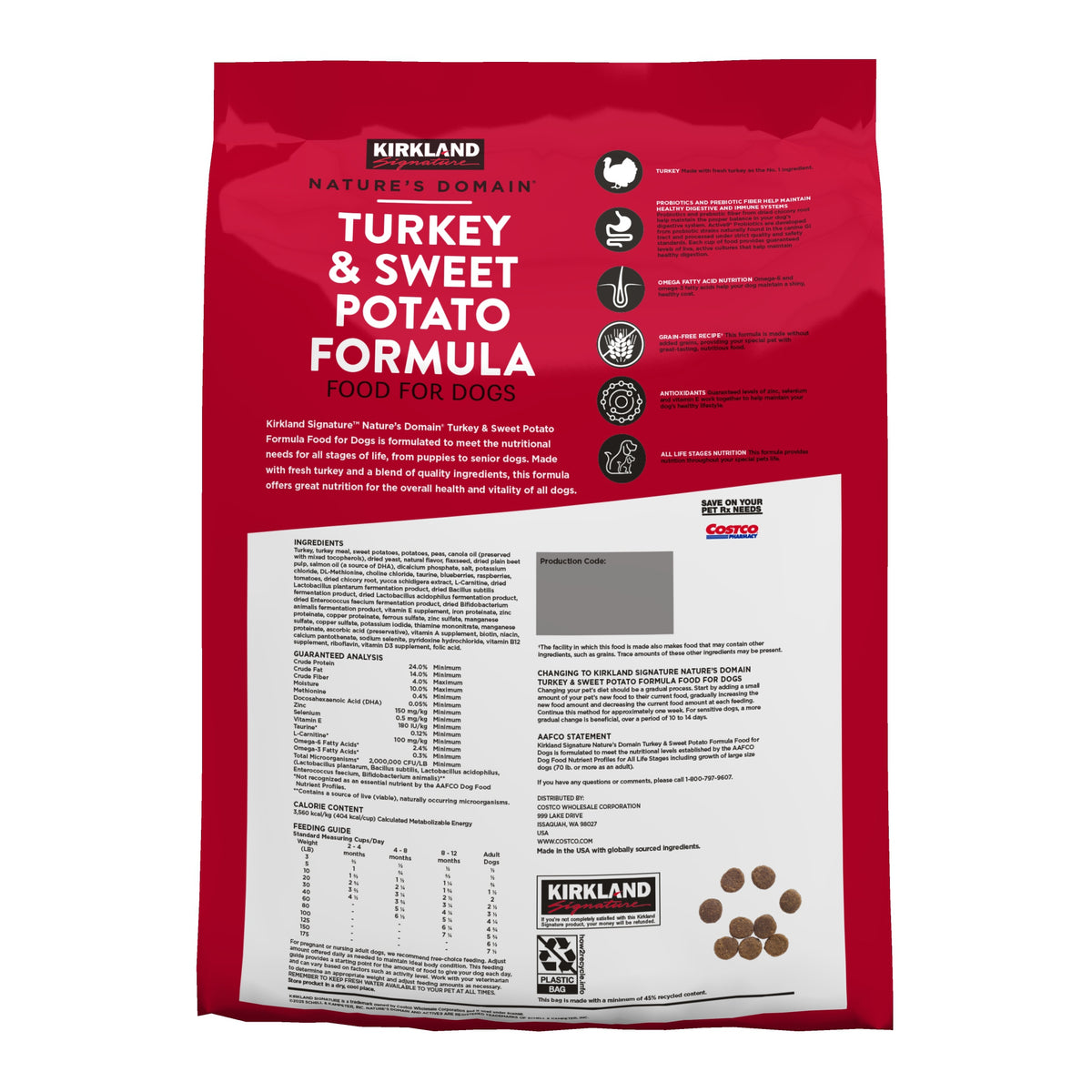 Kirkland Signature Nature's Domain Dog Food, Turkey & Sweet Potato, 25 lbs - product image 2
