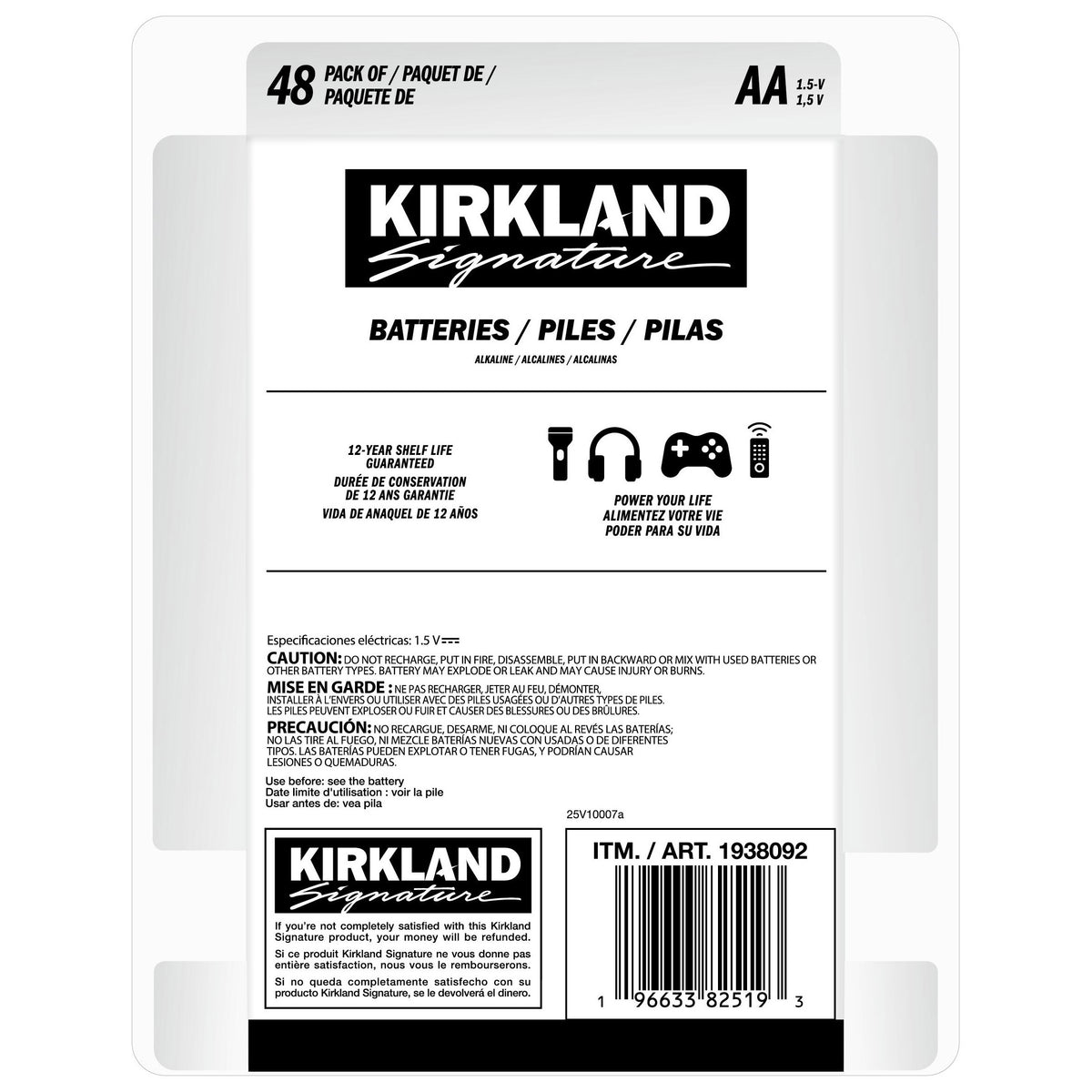 Kirkland Signature Alkaline AA Batteries, 48 ct - product image 1