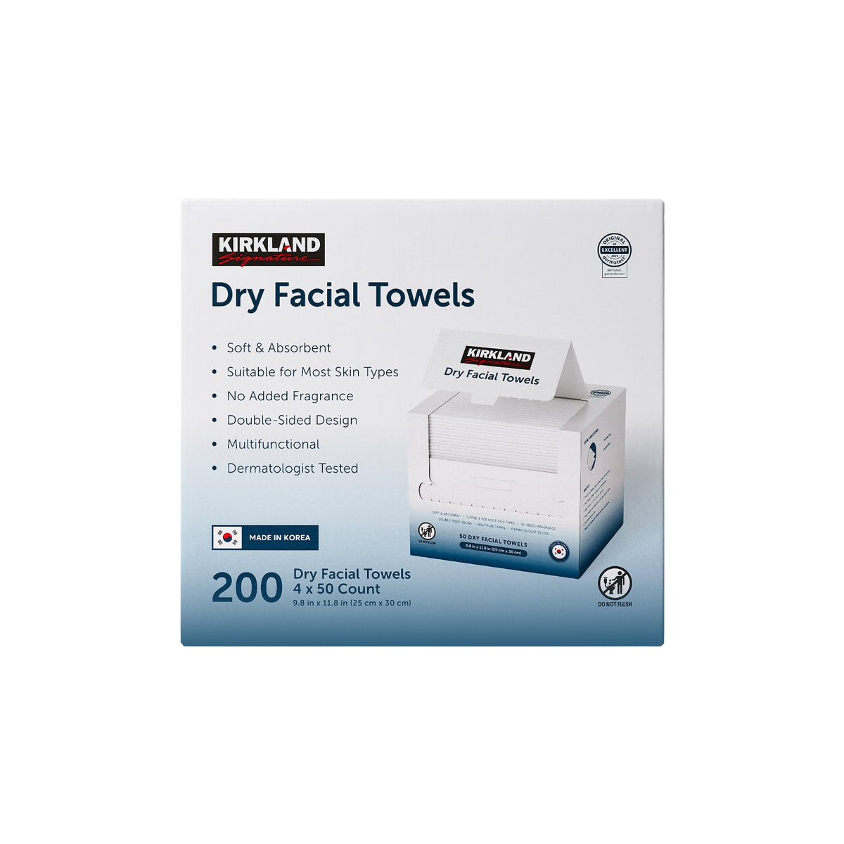 Kirkland Signature Dry Facial Towels, 200 ct - product image 1