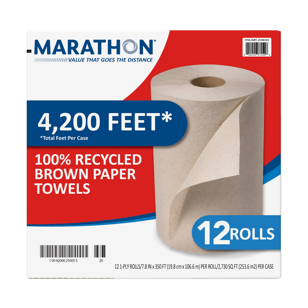 Marathon Recycled Dispenser Roll Towels, 1-Ply, Non-perforated, Brown, 12 ct - product image 12