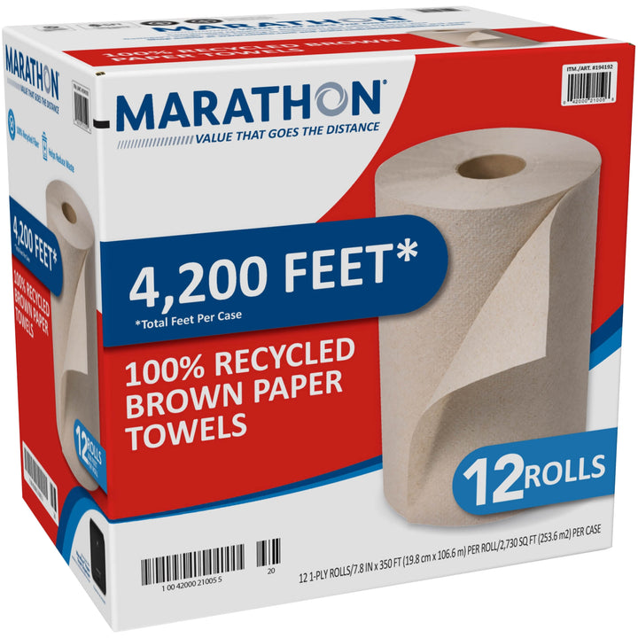 Marathon Recycled Dispenser Roll Towels, 1-Ply, Non-perforated, Brown, 12 ct - product image 1
