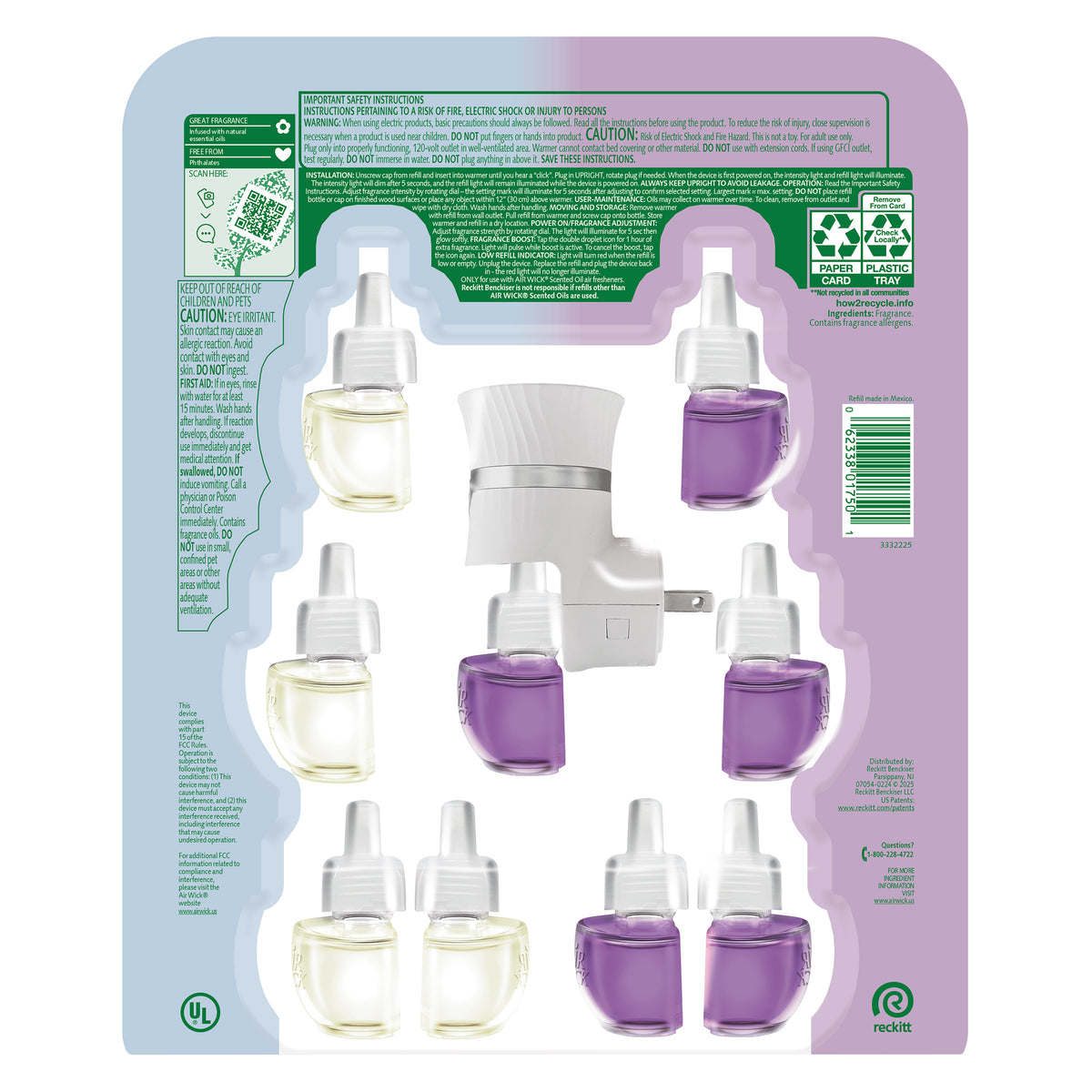 Air Wick Plug-In Scented Oils with Warmer, Variety Pack, 1 Warmer + 9 Refills - product image 6
