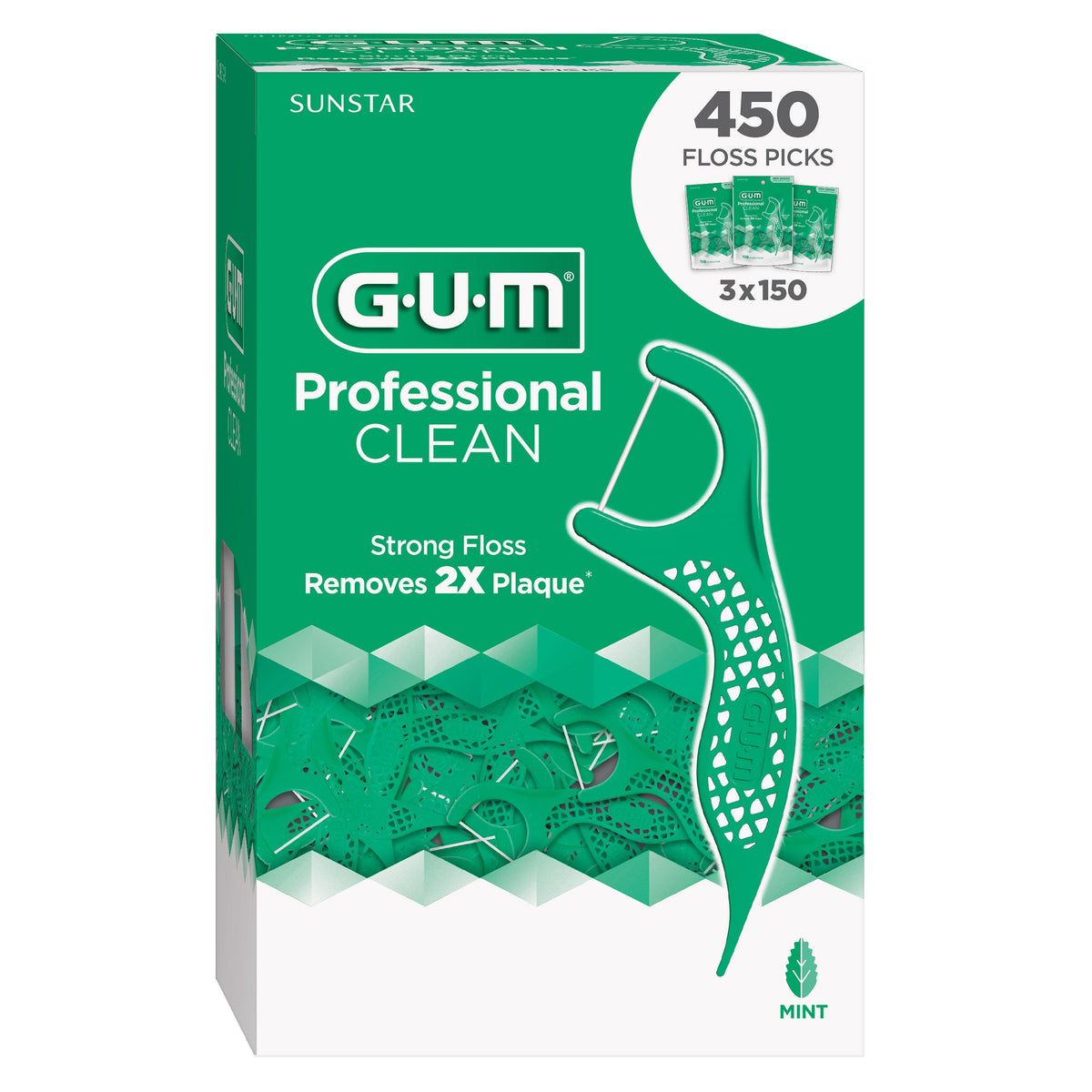 GUM Professional Clean Dental Floss Picks, Fresh Mint, 450 ct - product image 1