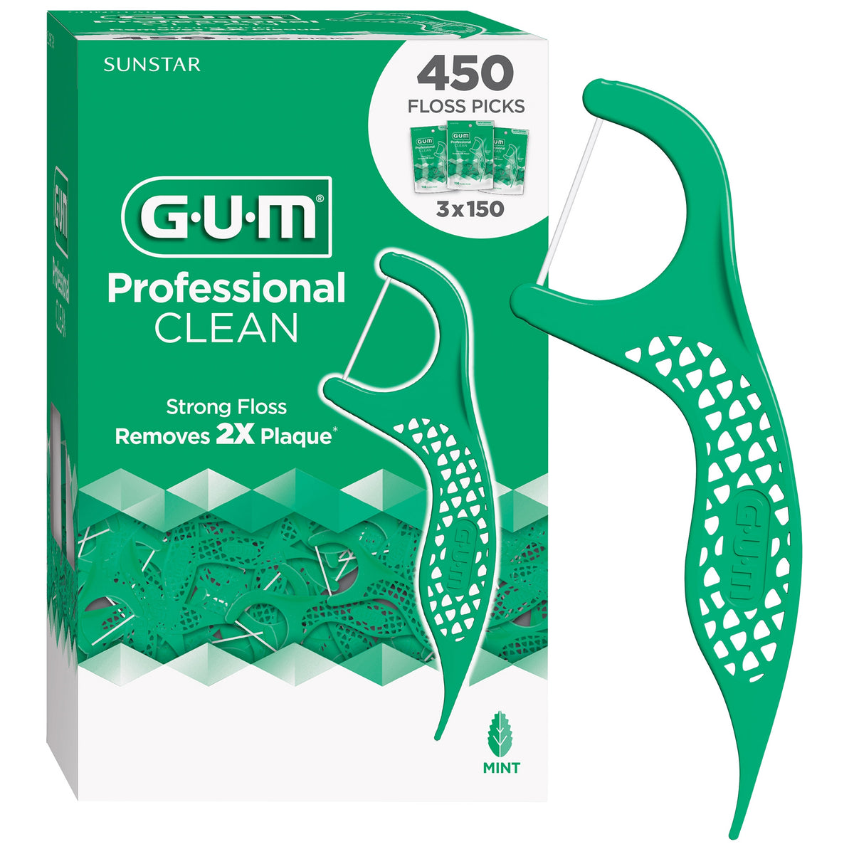 GUM Professional Clean Dental Floss Picks, Fresh Mint, 450 ct - product image 2